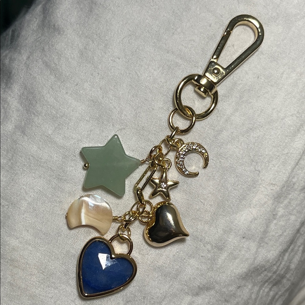Semi precious charm keychain/bag clip
